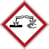 GHS Symbol - Corrosive, PIC 1808, Laminated Polyester, 100,00 mm (W) x 100,00 mm (H)